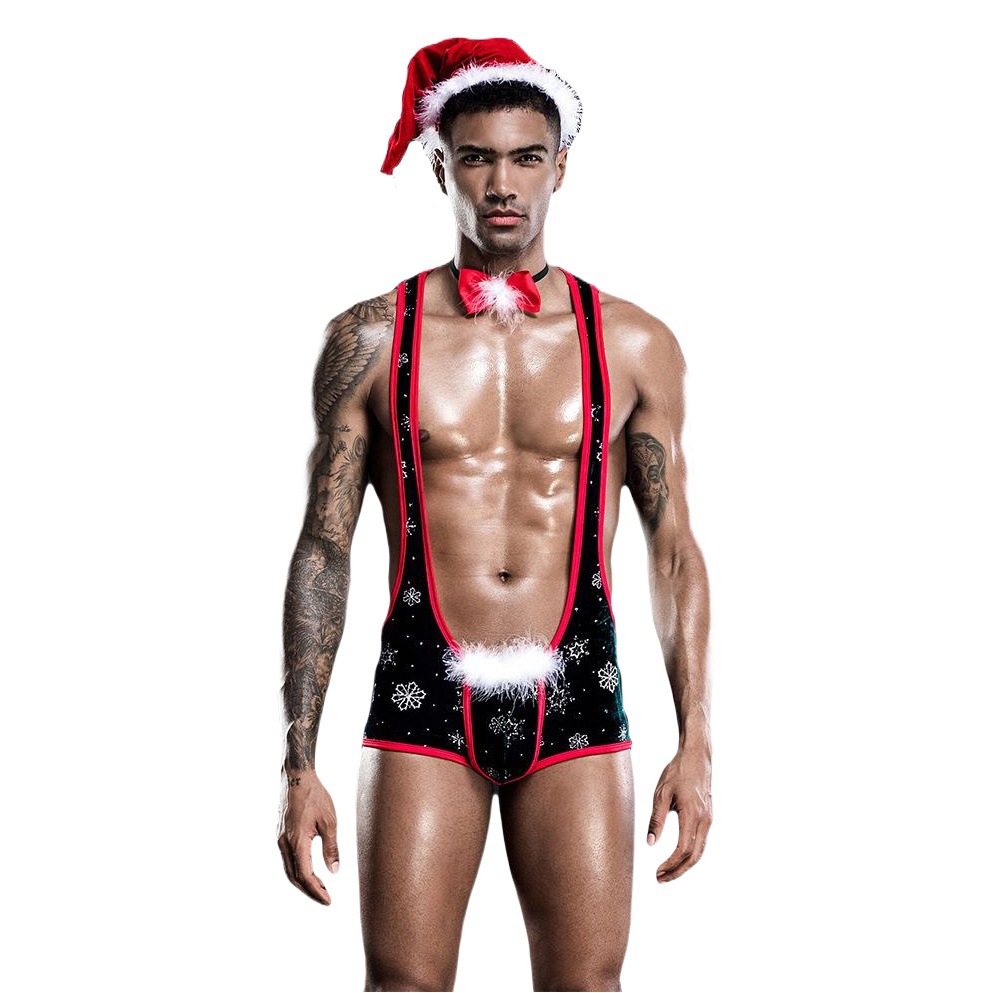 Sexy lingerie conjoined Christmas men's bar nightclub stage performance clothing Europe and the United States cross-border explosions 7230