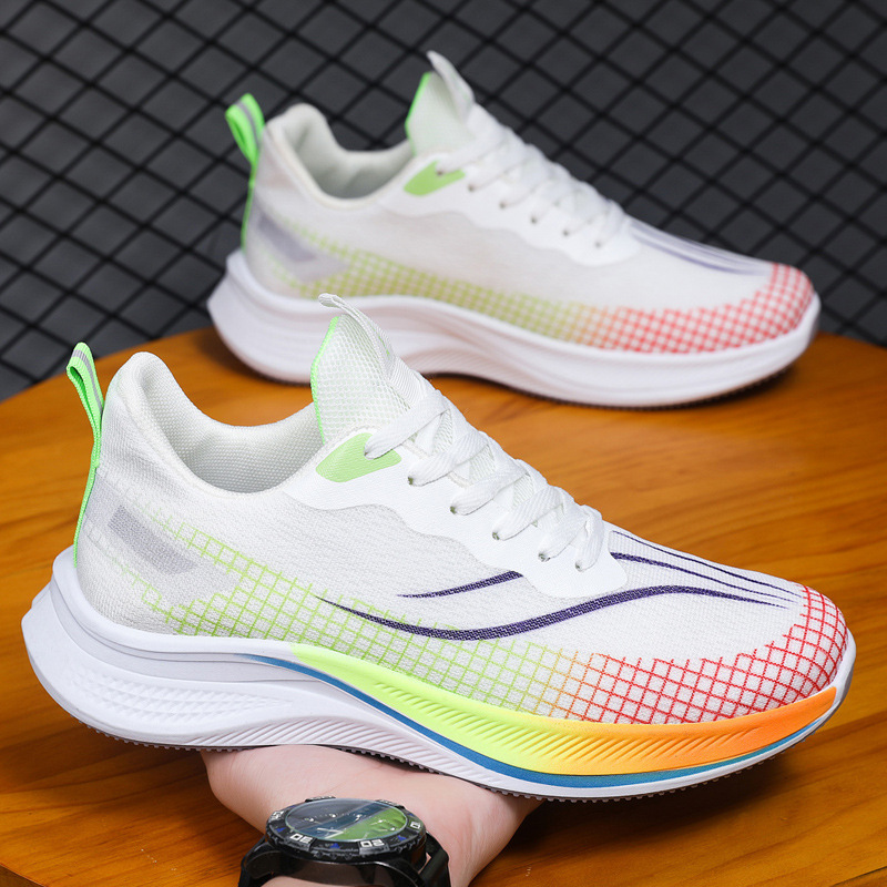2025 Summer Men's New Sneakers Campus Student Comfortable Shock-absorbing Breathable Racing Sports Running Men's Shoes