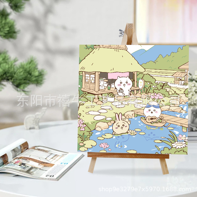 Picture of Jiyikawa Digital Oil Painting DIY Flower Hand-Filled Oil Painting Healing Decompression Plant Flower Landscape Painting