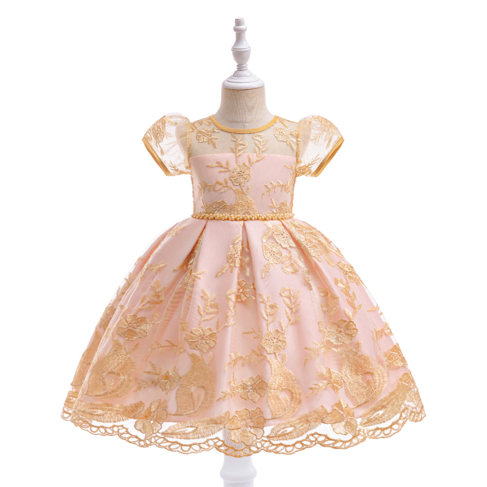 Cross-border Europe and the United States New Style Mid-child Dress Puff Sleeve Puffy Dress Embroidered Princess Dress Holiday Coat