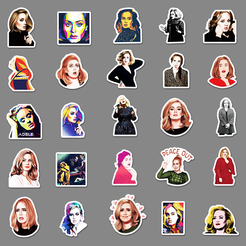 Picture of 50 sheets Actress Adele Star Graffiti Laptop Luggage Car Scooter Guitar Decorative Stickers