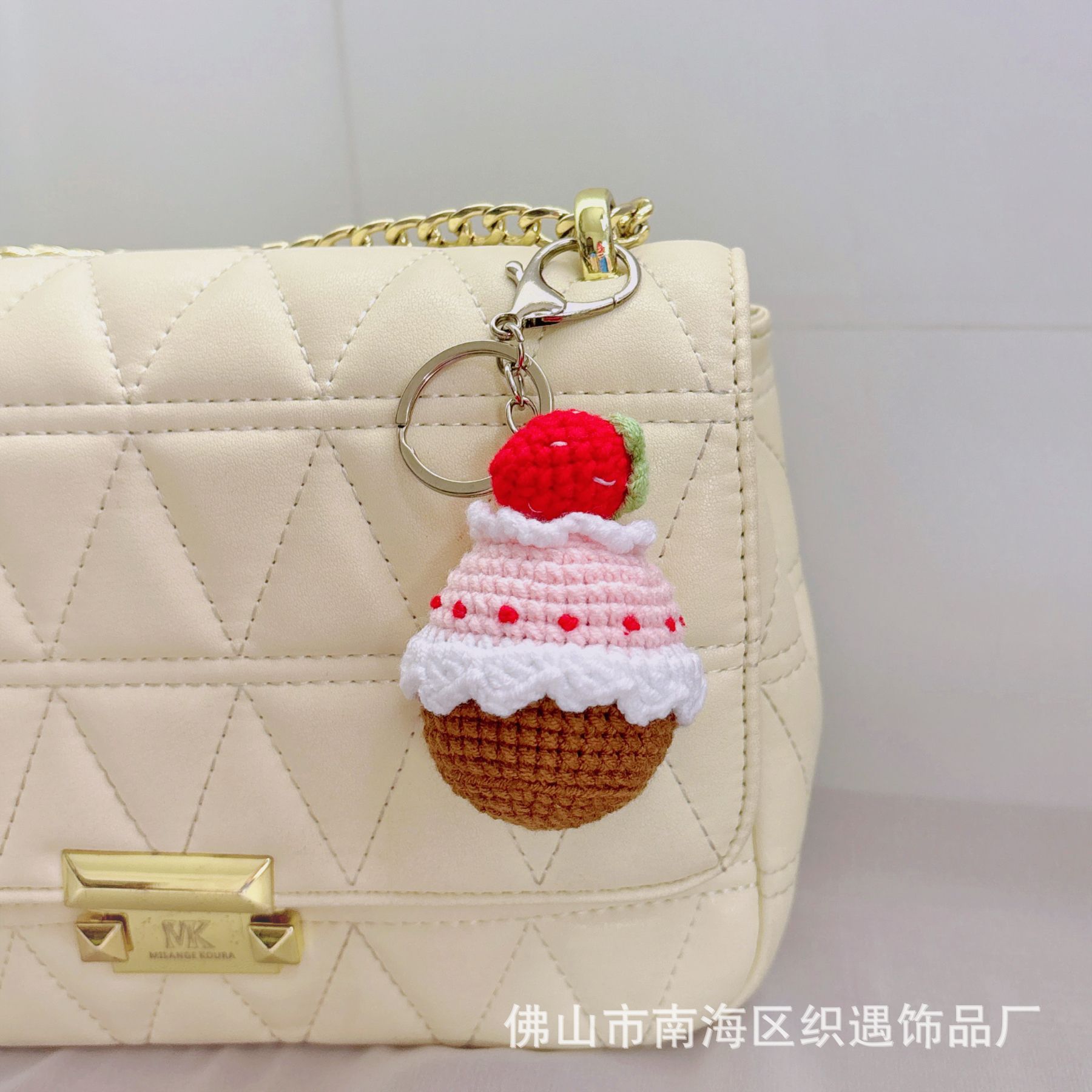Picture of Handmade crocheted Cola package simulation food pendant creative wool woven small pendant keychain bag pendant