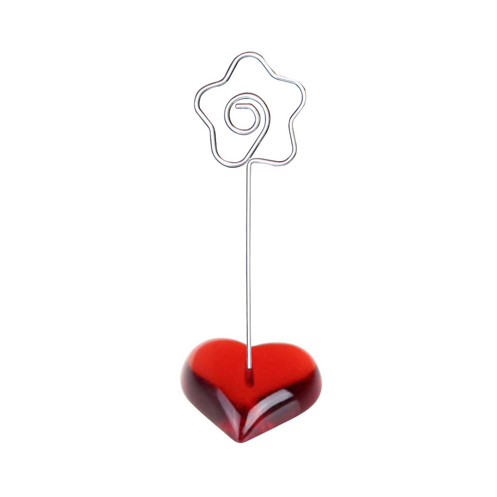 Picture of Red Heart-Shaped Base Photo Clip, Steel Wire Memo Clip with Logo Printing, Suitable for Wedding Display, Storage, and Styling Memo Clips