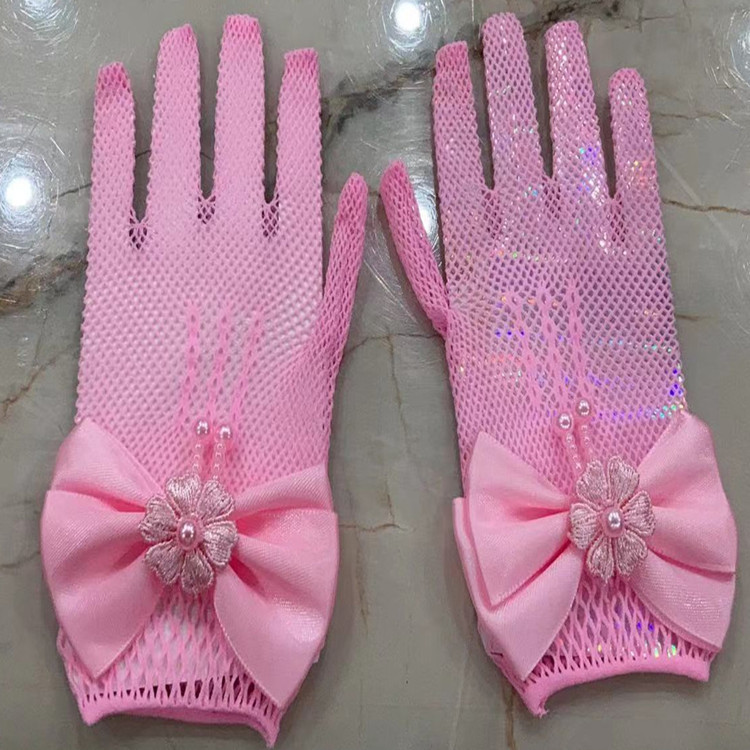 Picture of Bride Wedding Girl Gloves Lace Short Finger Gloves Children Wedding Decorative Dress Children Gloves Wholesale