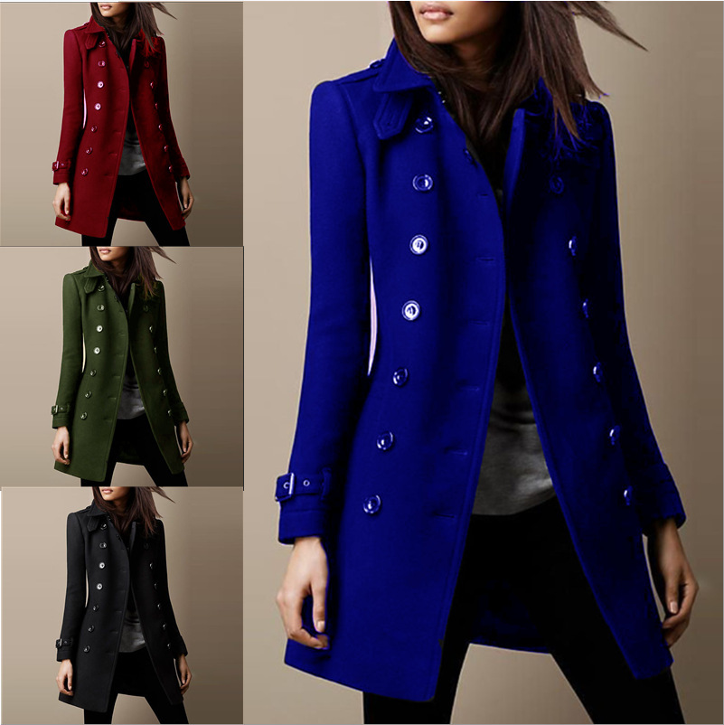 in stock independent station burst single wool women's coat Amazon eBay tit coat wish European station