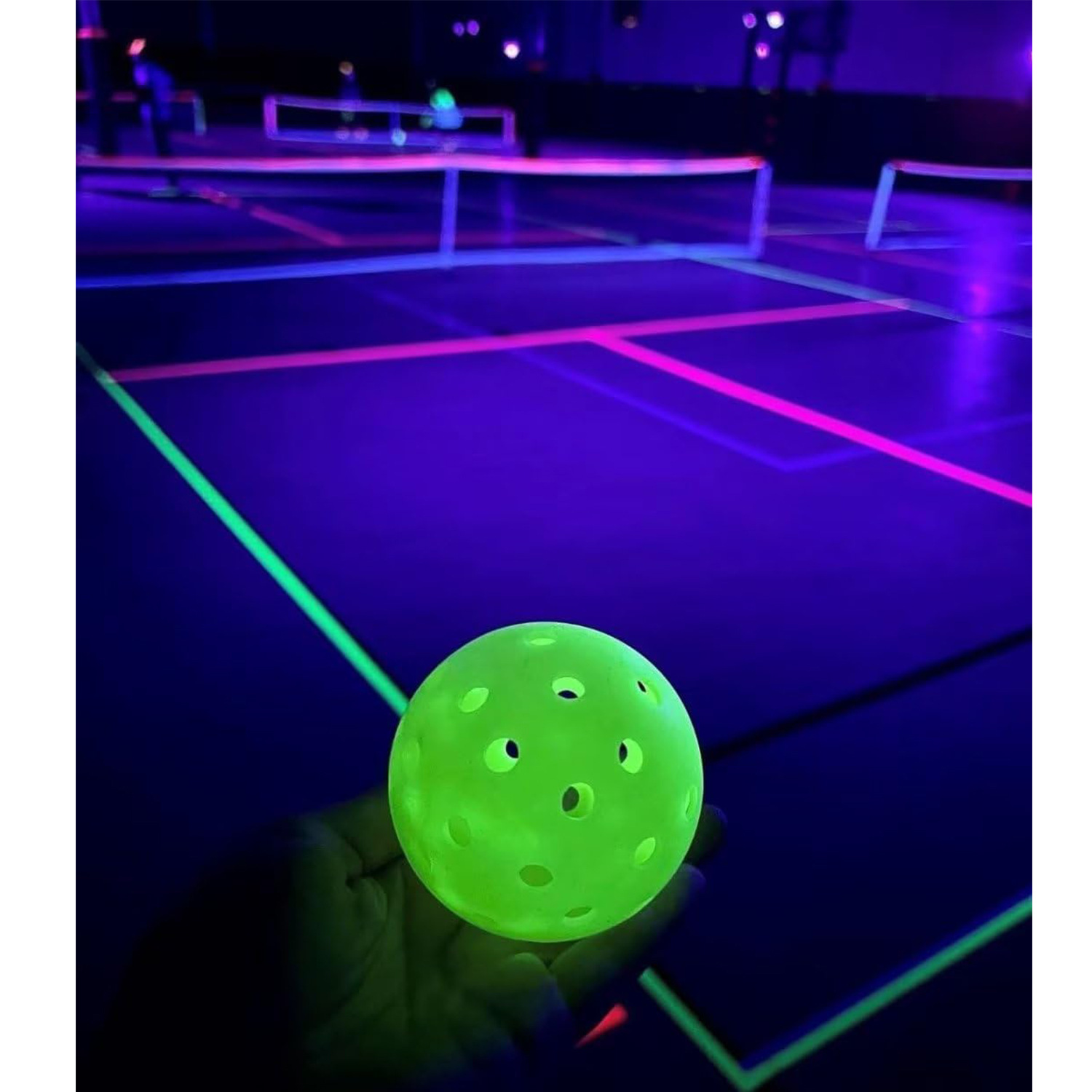 Picture of New LED luminous pick Ball Green 40 holes 74mm electronic luminous hollow ball pickle ball in stock wholesale