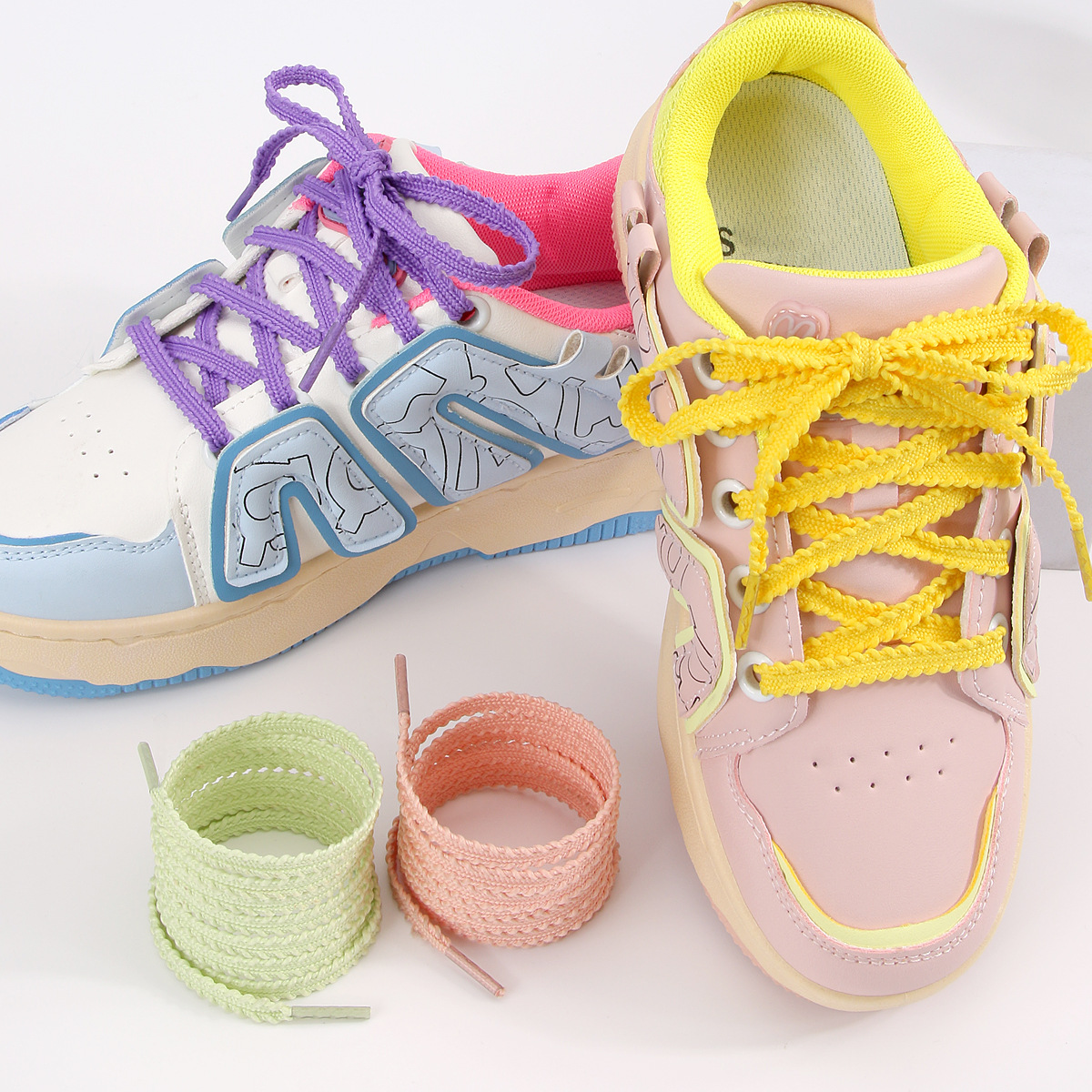 Wheat Spike Serrated Shoelaces Sonic 1112 All City 11 Feiying Black and White Flat Diamond-Shaped Anti-Loosening Sports Shoelace Rope