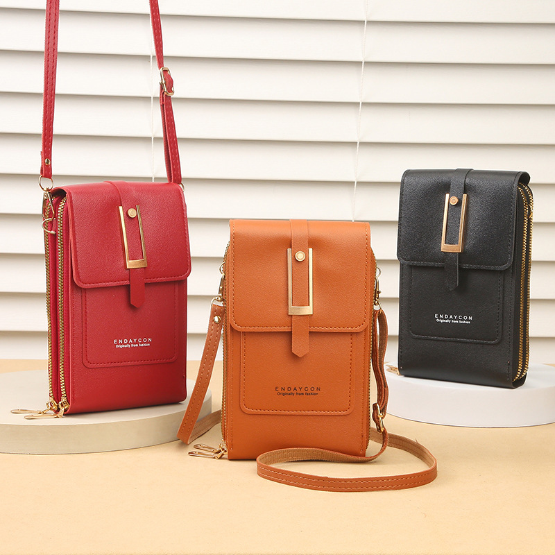 Urban Simple Women's Touch Screen Mobile Phone Bag Multi-Functional Card Holder Coin Purse Fashion Crossbody Single Shoulder Small Square Bag Trendy