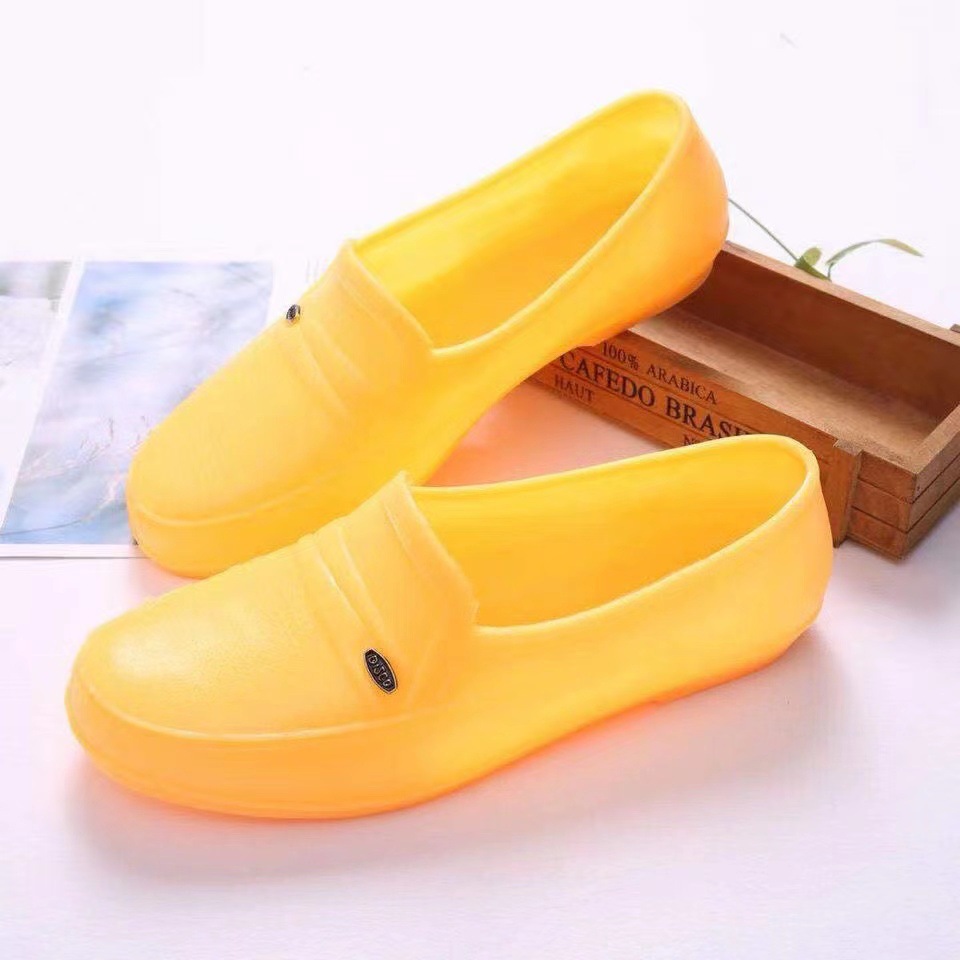 Yellow Rubber-Covered Shoes Wholesale Spring and Autumn Labor Protection Work Shoes Kitchen Construction Site Men's Non-Slip Lightweight Low-Heeled Slip-On Shoes