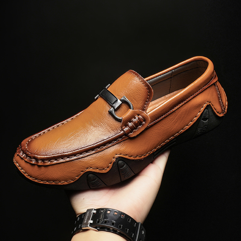 8837 men's shoes slip-on Lefu casual leather shoes spring low-top octopus slip-on leather shoes plus size peas shoes single-layer shoes