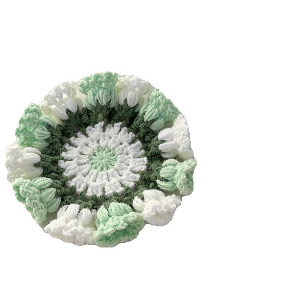 Picture of Beginner Handmade Weaving DIY Materials Kit, Yarn, Crochet, Lily of the Valley Gradient Coaster Gift for Girlfriend