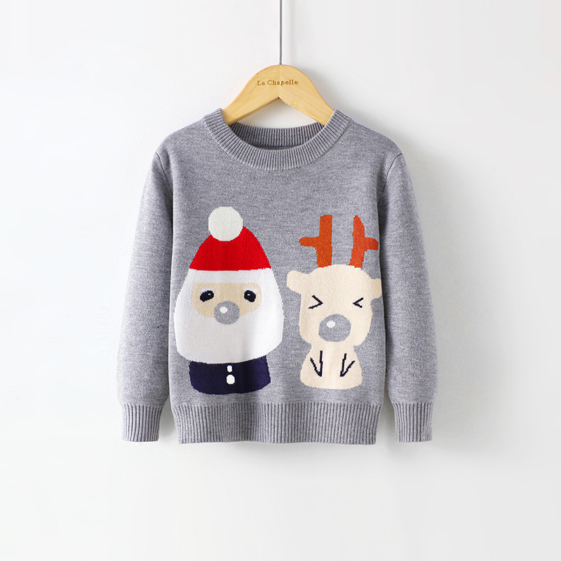 Picture of Factory wholesale boys' cartoon bottoming pullover girls' round neck Christmas sweater children's Korean-style European and American children's clothing