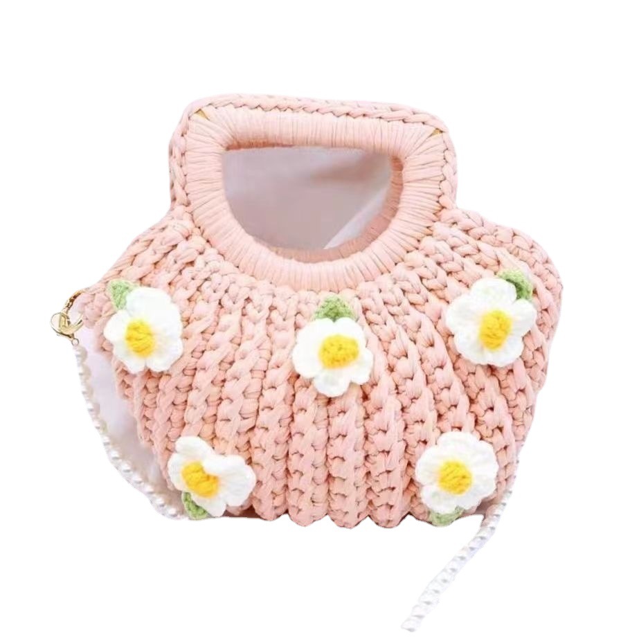 Handmade DIY Bag with Gardenia Flower and Shell Materials, Gift for Best Friend or Girlfriend, Yarn Ball Included