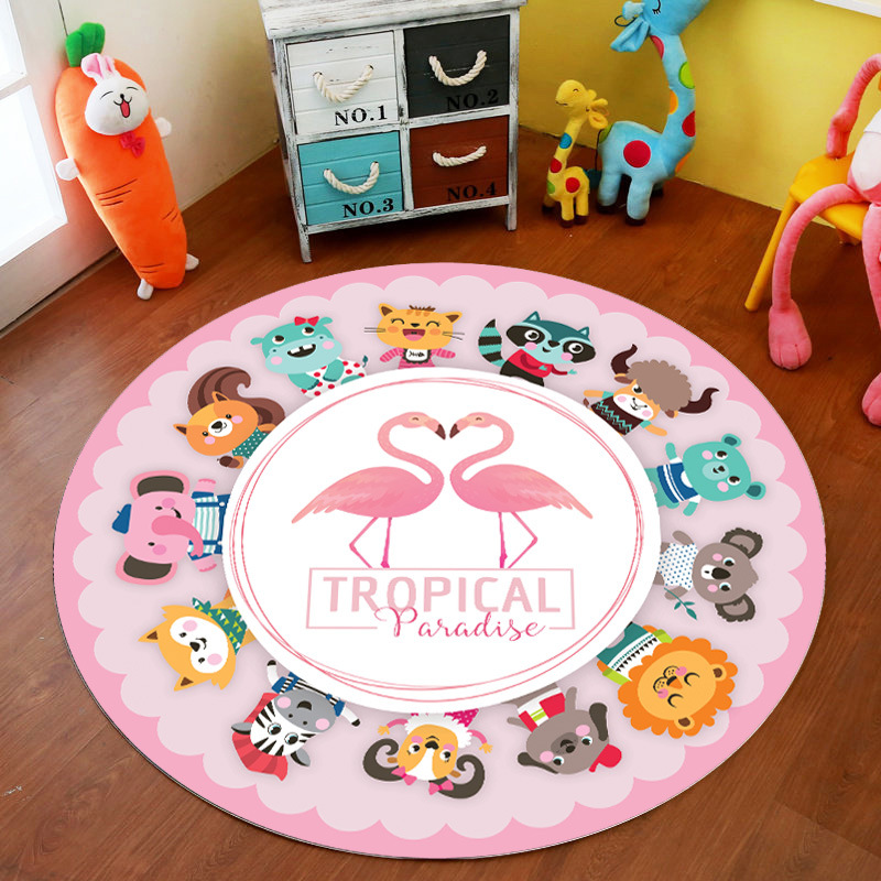 Picture of Cross-Border Cartoon Round Carpet Bedroom Cute Full Bedside Mat Thickened Crystal Velvet Children's Floor Mat Room Carpet