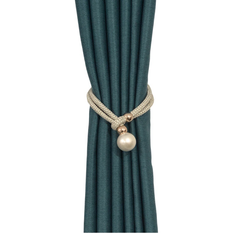 Large Pearl Curtain Straps Wholesale Light Luxury Fabric Decorative Laces Curtain Buckles Adjustable Gathering Straps