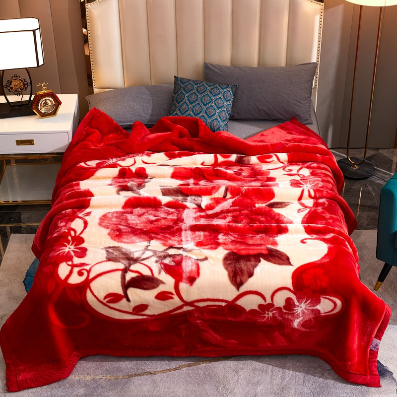 Picture of Raschel Blanket Double Thickened Blanket Super Soft Fleece Blanket Cover Blanket Wedding Red Blanket Warm Blanket Gift Wholesale