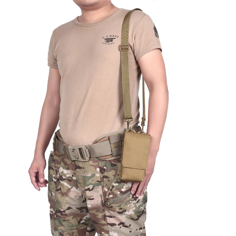 Picture of Dual-Machine 6-inch large screen mobile phone bag multi-function accessory waist bag hanging bag outdoor leisure sports messenger bag