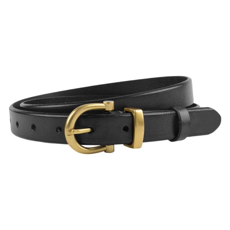 Top layer cowhide leather women's belt simple retro women's belt with jeans casual pants width 2.3cm in stock