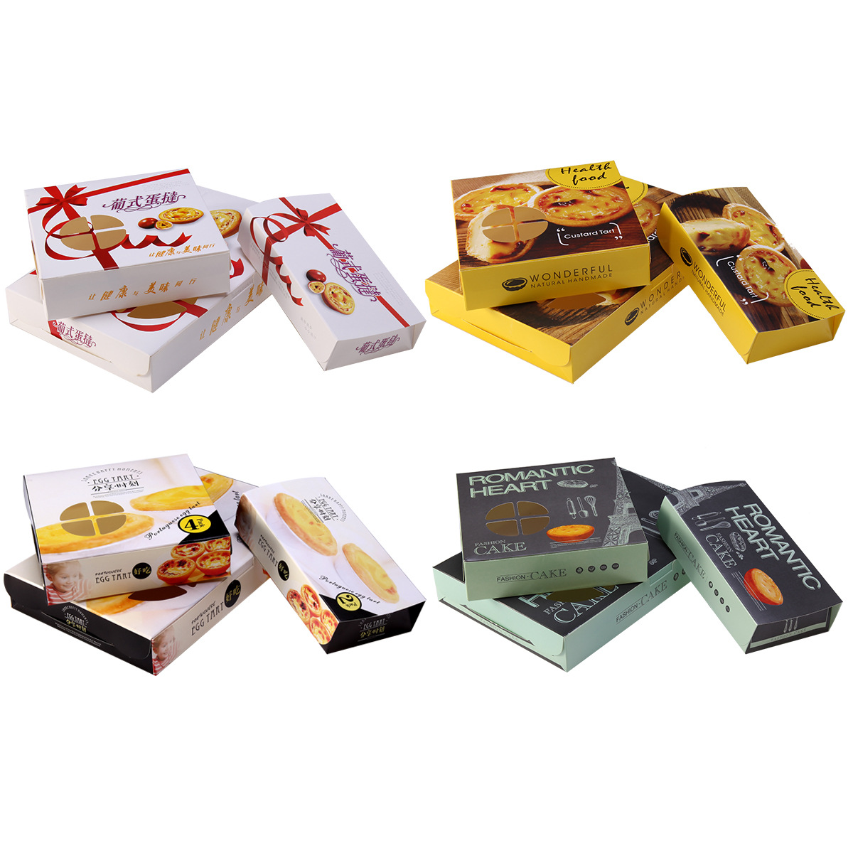Zhengcheng 2/4/6 Portuguese Egg Tart Packing Box Two Four Six Egg Tower Portuguese Tart Packing Box Disposable Paper