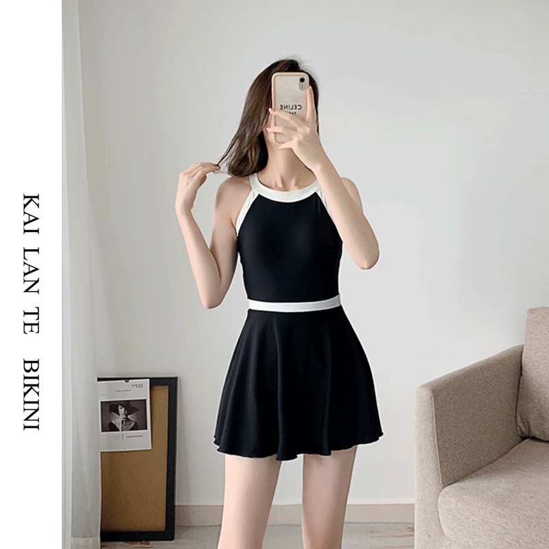One-piece Swimsuit Women's Summer Sling Seaside Vacation Conservative Slimming Belly Covering 2025 New Pure Desire Skirt Sense Swimsuit