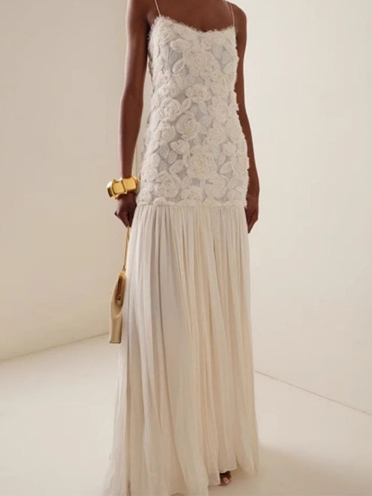 2025 Europe and America Amazon Spring and Summer Cross-border Foreign Trade New Sexy Sleeveless Flower Decorative Slip Skirt dress