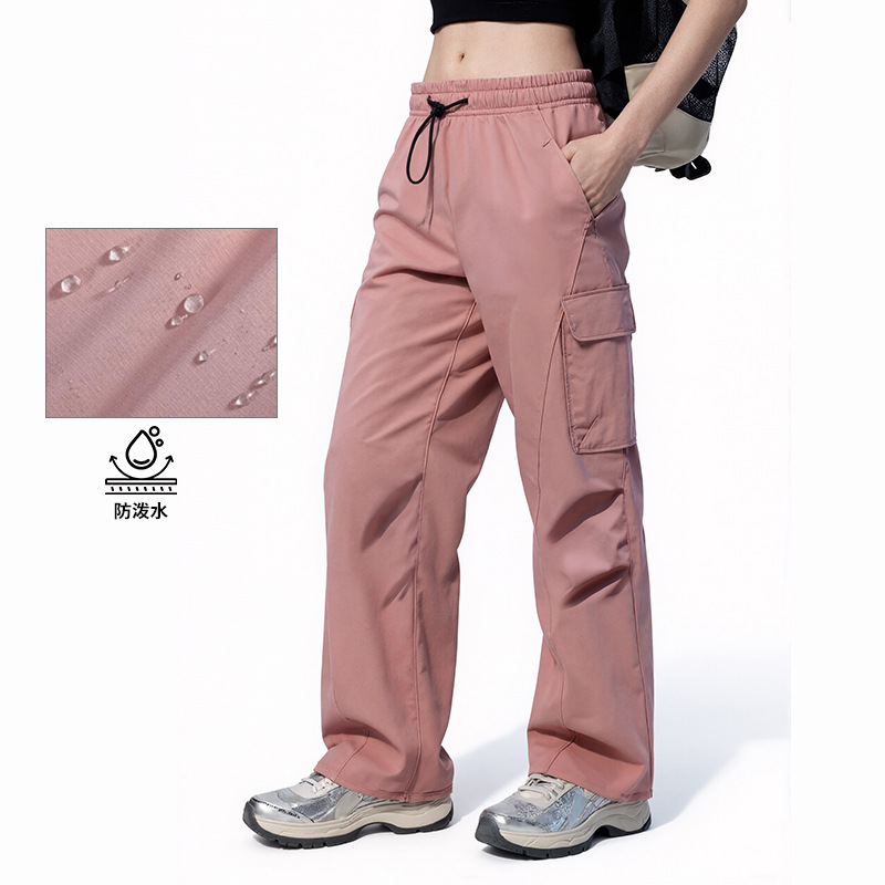 Mountain style softshell pants for women, autumn and winter waterproof sports pants, outdoor casual nylon plaid four-way stretch quick-dry pants