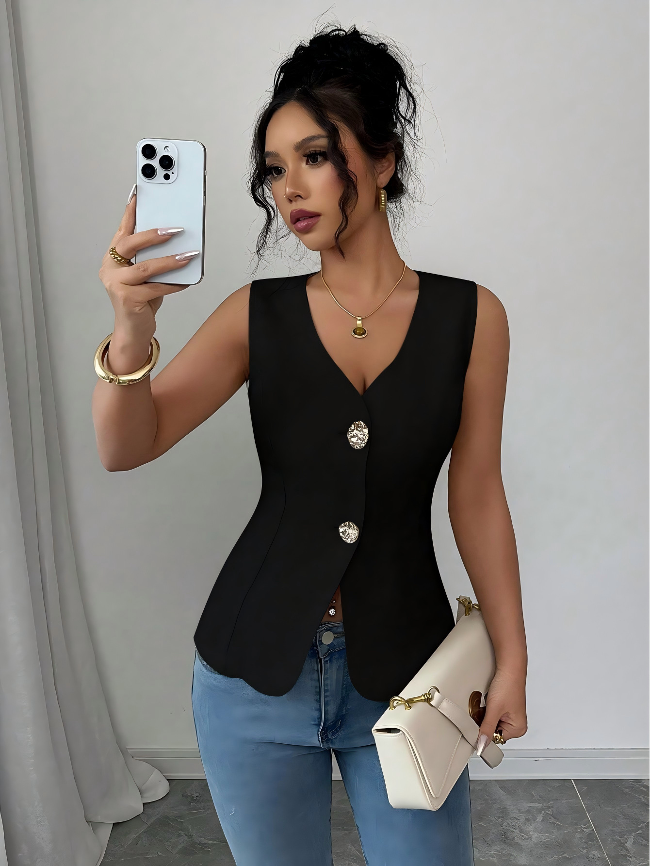 Picture of Cross-border European and American sleeveless top for women, summer new export fashion small tank top, elegant and slimming