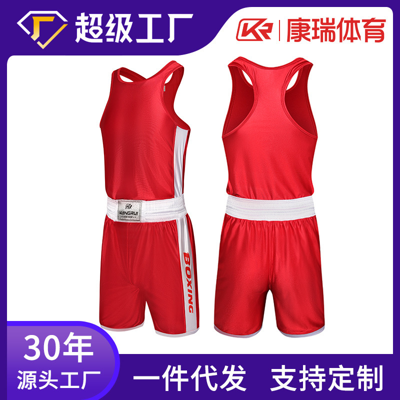 Kang Rui Boxing Suit Sanda Suit Boxing Suit suit Sanda Boxing Muay Thai Practice Suit Factory Wholesale
