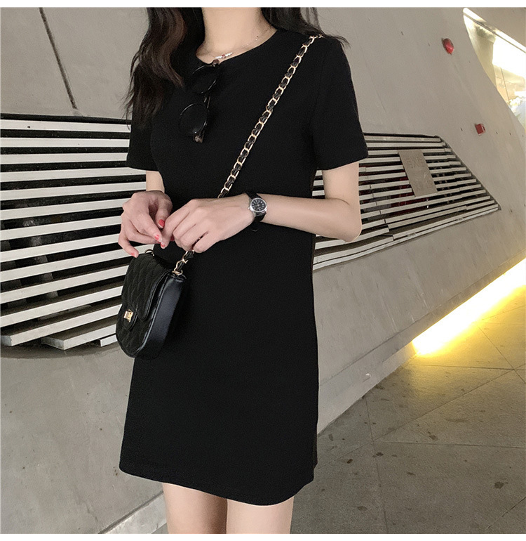 Picture of New 2025 Summer Korean Style Mid-Length Dress for Female Students Pure Color Export Women's Skirt Clothes One Piece Shop