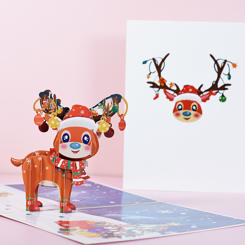 Picture of New Creative Amazon Cross-Border 3D Greeting Card Holiday Greetings Handmade Card Color Printed Christmas Lettering