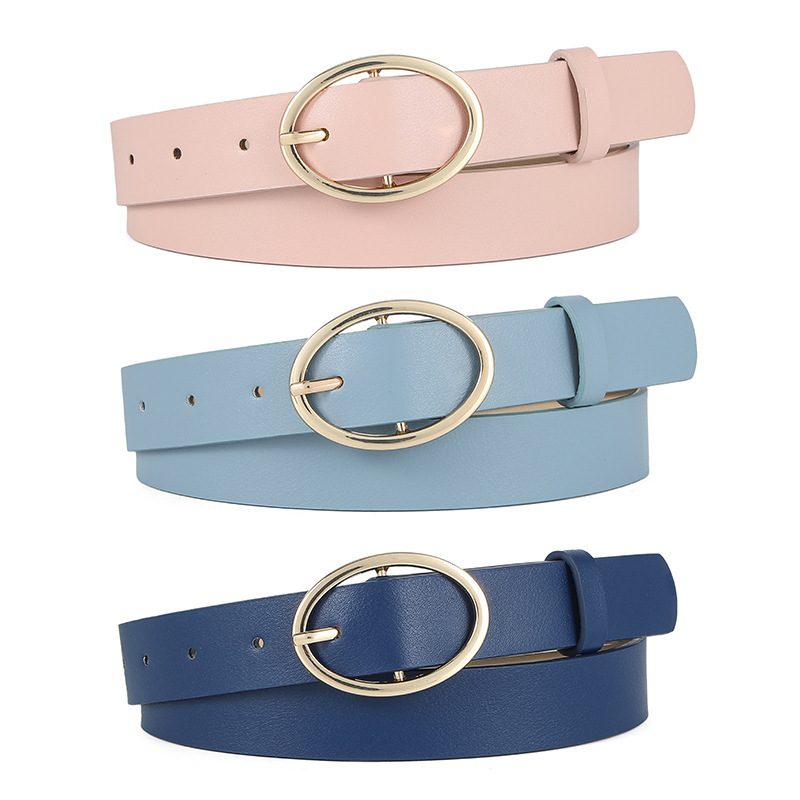 New Round Pin Buckle Leopard PU Belt European and American Style High-end All-match Decorative Trouser Belt Women's Belt