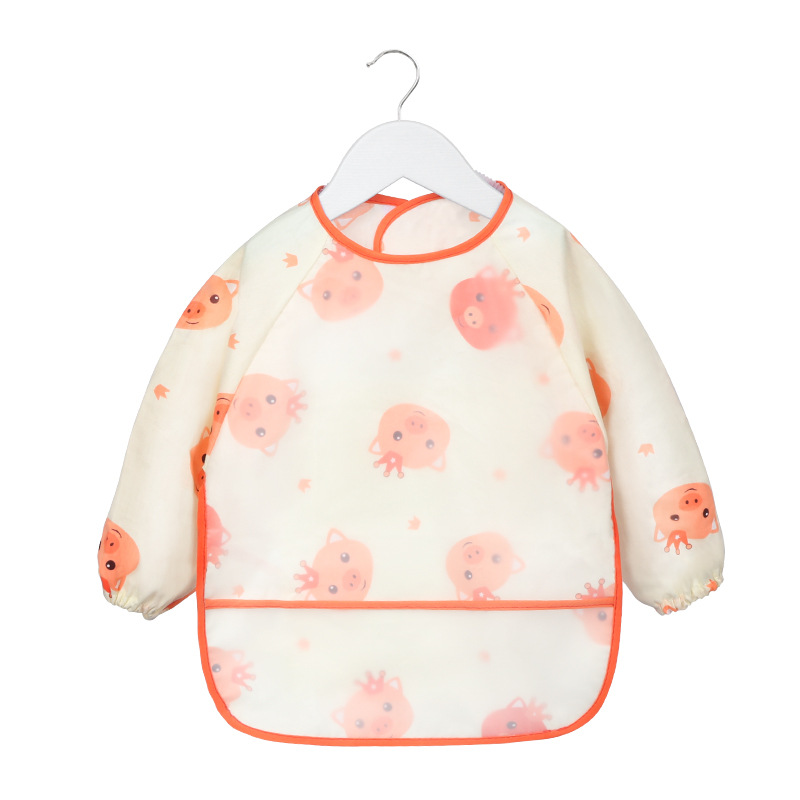 Picture of Baby Eating Smock Waterproof and Anti-Dirty Little Girl Bib Kidsren's Long-Sleeved Reverse Dressing Autumn and Winter Baby Male Protective Clothing