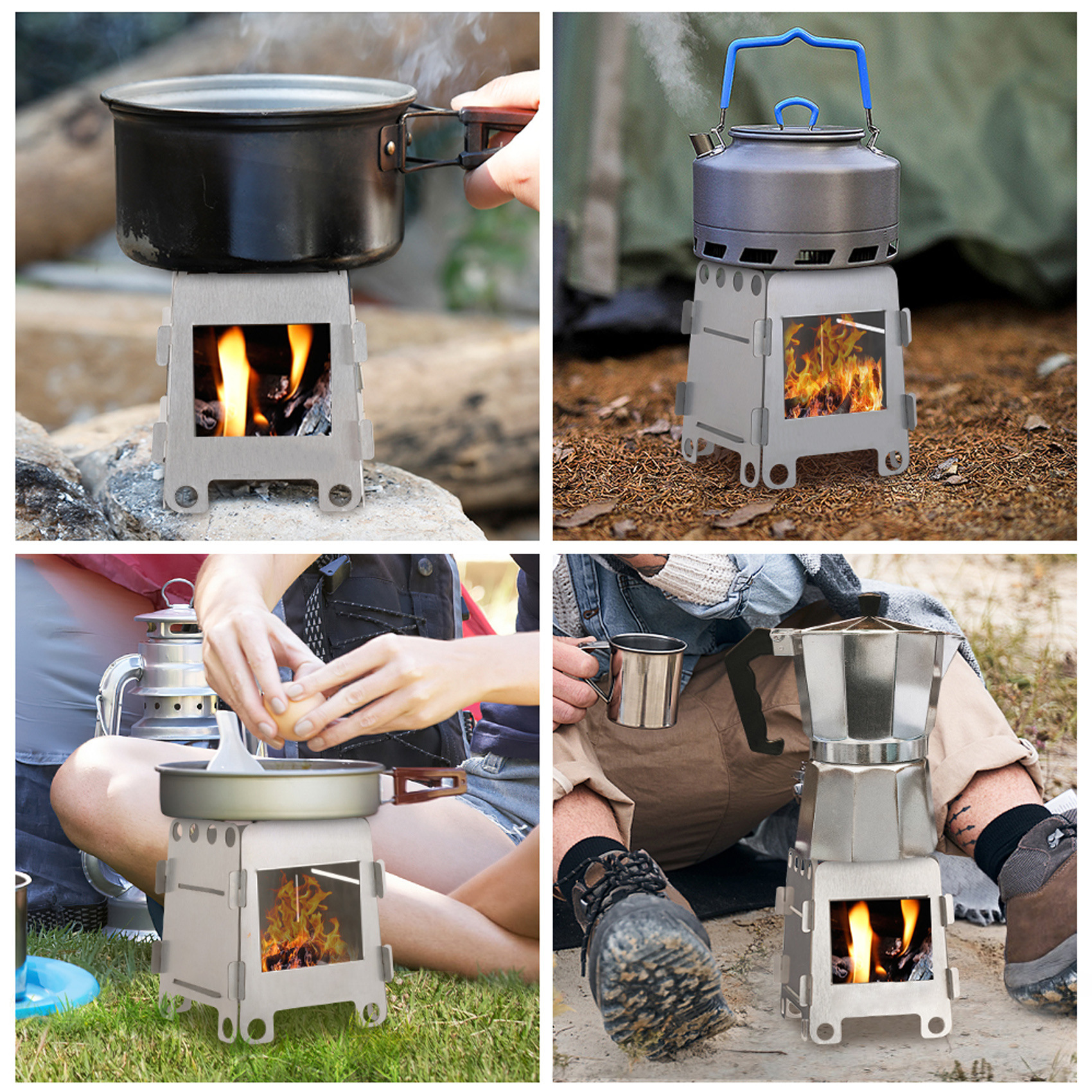 Picture of in stock stainless steel card alcohol wood stove outdoor picnic removable barbecue stove portable heating stove wholesale
