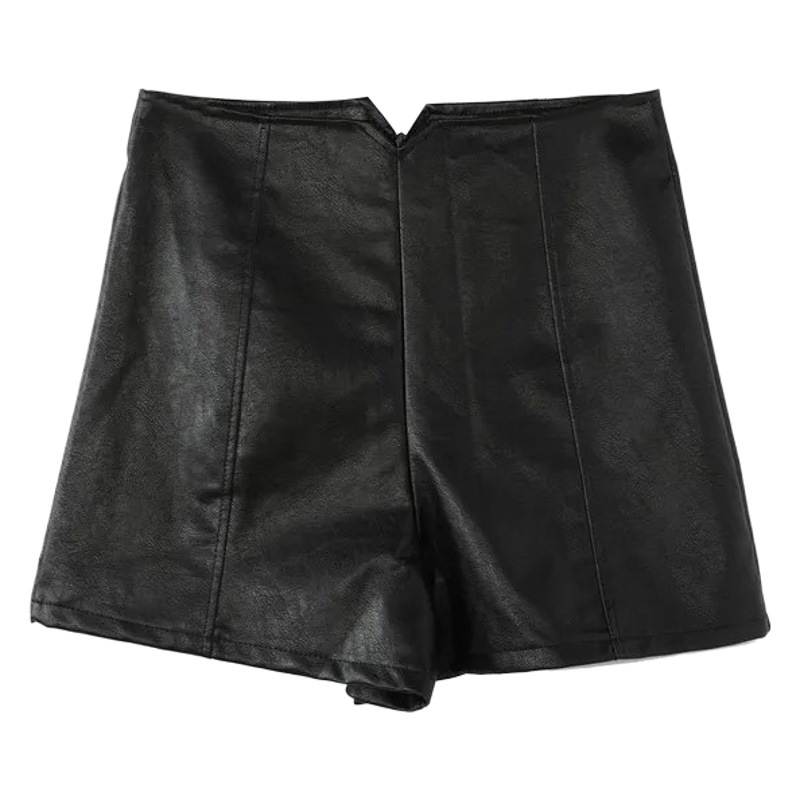 Internet Celebrity Pu Leather Autumn and Winter High-Waisted Wide-Leg Leather Shorts for Women's Outer Wear New Korean Style Slim Casual Leggings Boot Pants