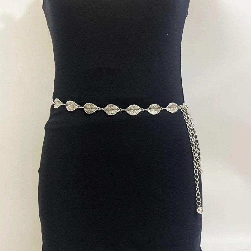 European and American Cross-border Metal Leaf Waist Chain Women's Retro Joker National Style Waist Chain dress Accessories Trendy Wholesale