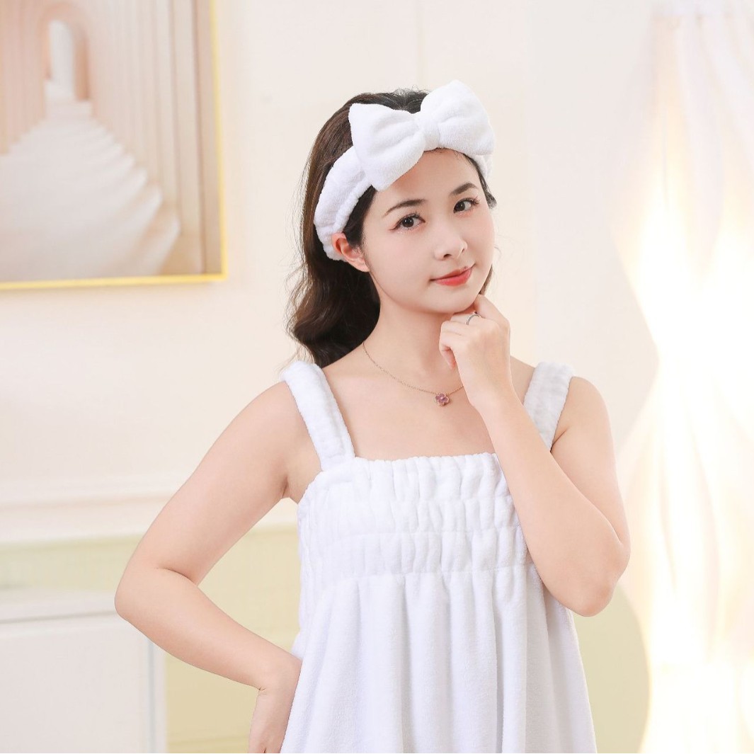 Picture of Coral Velvet Bath Skirt for Women, Absorbent, Soft, Wearable Bath Towel, Bath Sling, Enlarged Vest, Adult Student Home Thickeneding