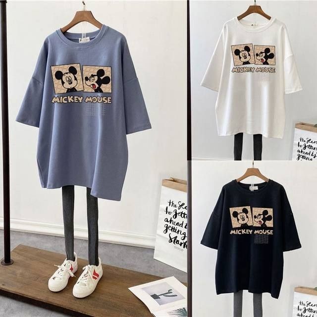 Picture of Pregnant Women's Summer Top T-shirt Mid-length Pure Cotton Short-sleeved Pregnant Women's T-shirt Loose plus size Korean Fashionable Base Shirt for Summer