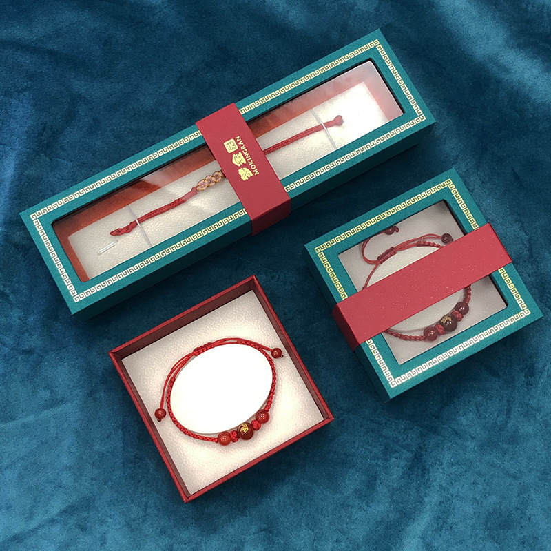 National Tide Rope Bracelet Box Retro National Style Jewelry Box Wen Play Bracelet String Heaven and Earth Cover Storage Box