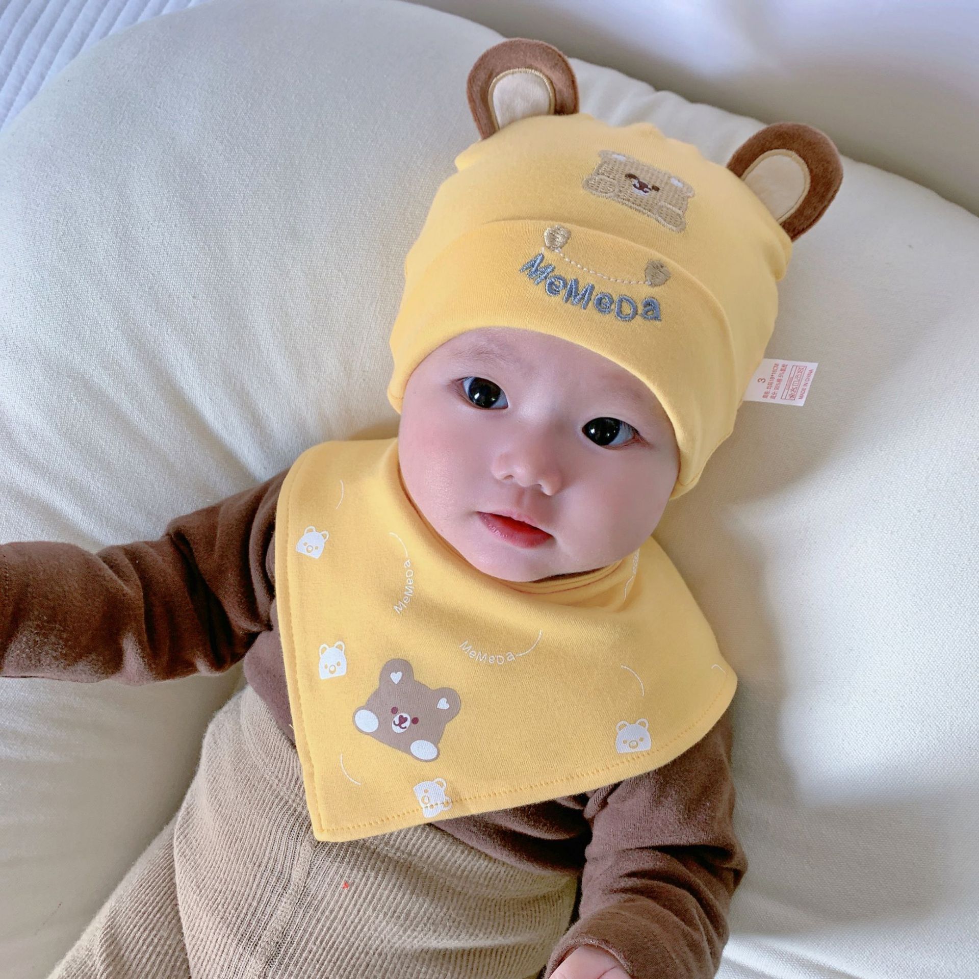 Picture of Katu Bear Infant Hat Spring & Fall 3-6-12 Months Male and Female Baby Pullover Hat Cotton 100-Day Sleeping Hat
