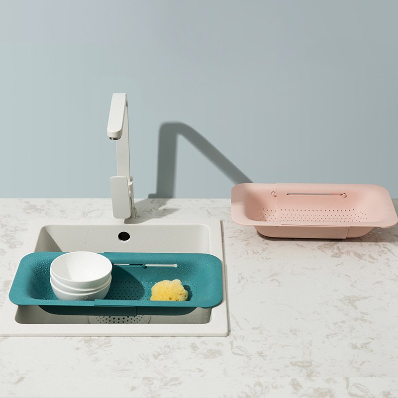 Kitchen Sink Draining Basket Light Luxury Stretchable Sink Vegetable Washing Fruit Basin Home Daily Washing Basin Vegetable Basket