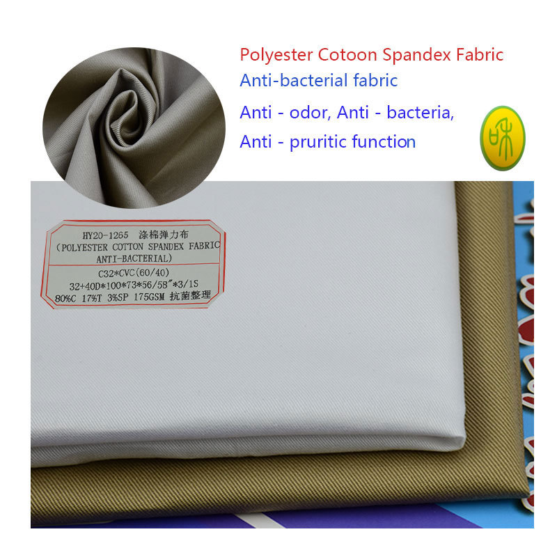 Antibacterial Finishing Function, Stretch Woven Polyester-Cotton Fabric, Washable, Pants, Workwear, Windbreaker Twill Fabric