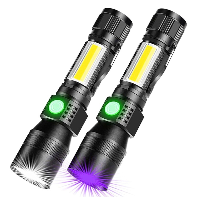 New USB flashlight wholesale Type-c rechargeable purple zoom emergency multi-function outdoor flashlight