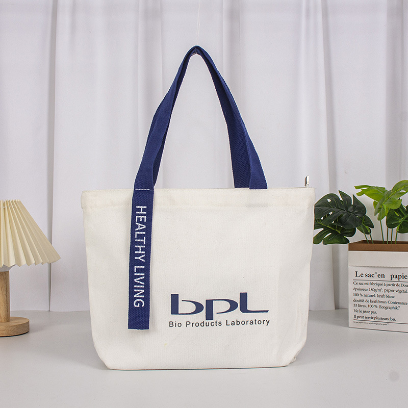Canvas Bag Customized High-End Ribbon Shoulder Satchel Canvas Bag Environmentally Friendly Advertising Shopping Cotton Bag