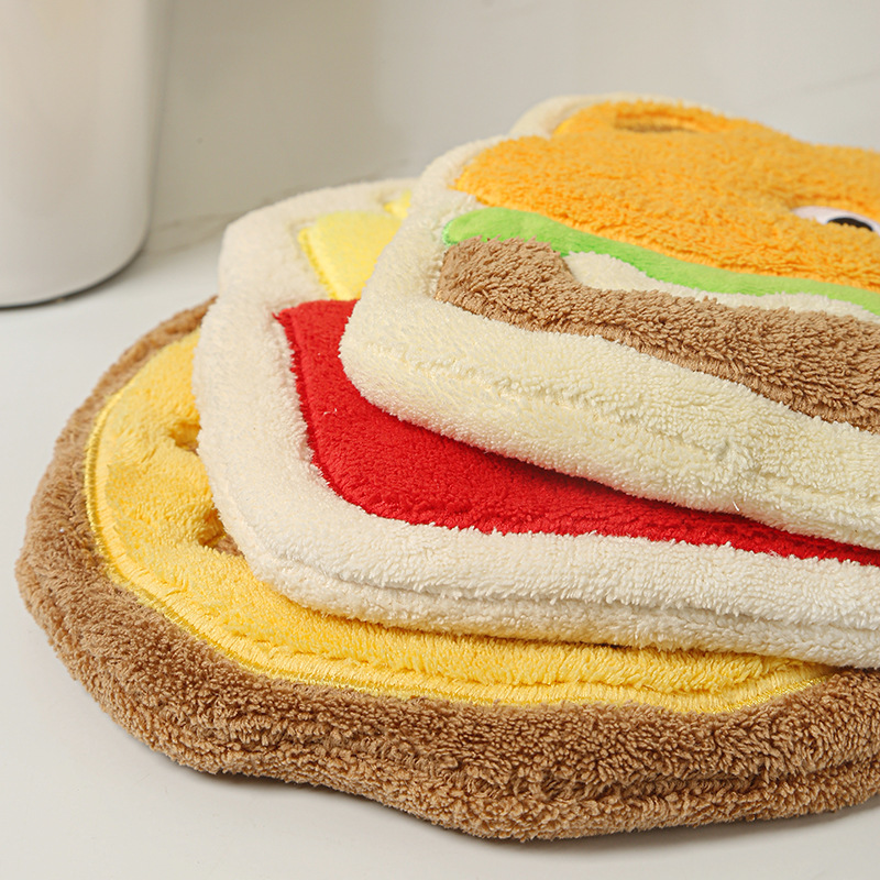 Picture of Hanging thickened baking cartoon children's hand towel absorbent coral fleece small square towel kitchen bathroom dual-use