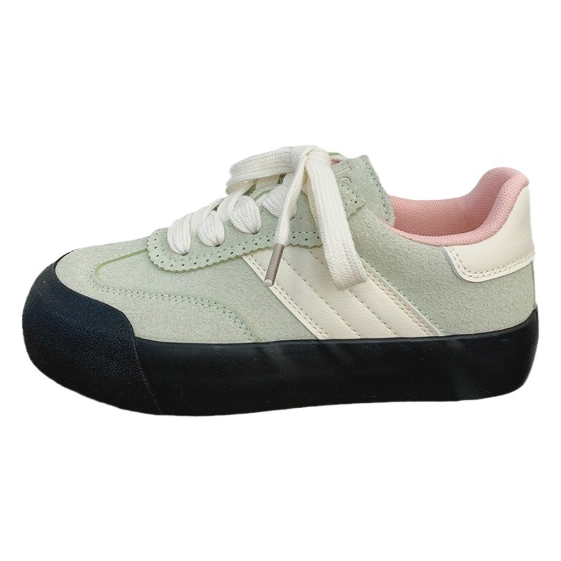 2024 New German Training Shoes Women's Korean-style Street Shooting All-match British Board Shoes Spring Hong Kong-style White Shoes Live Shoes