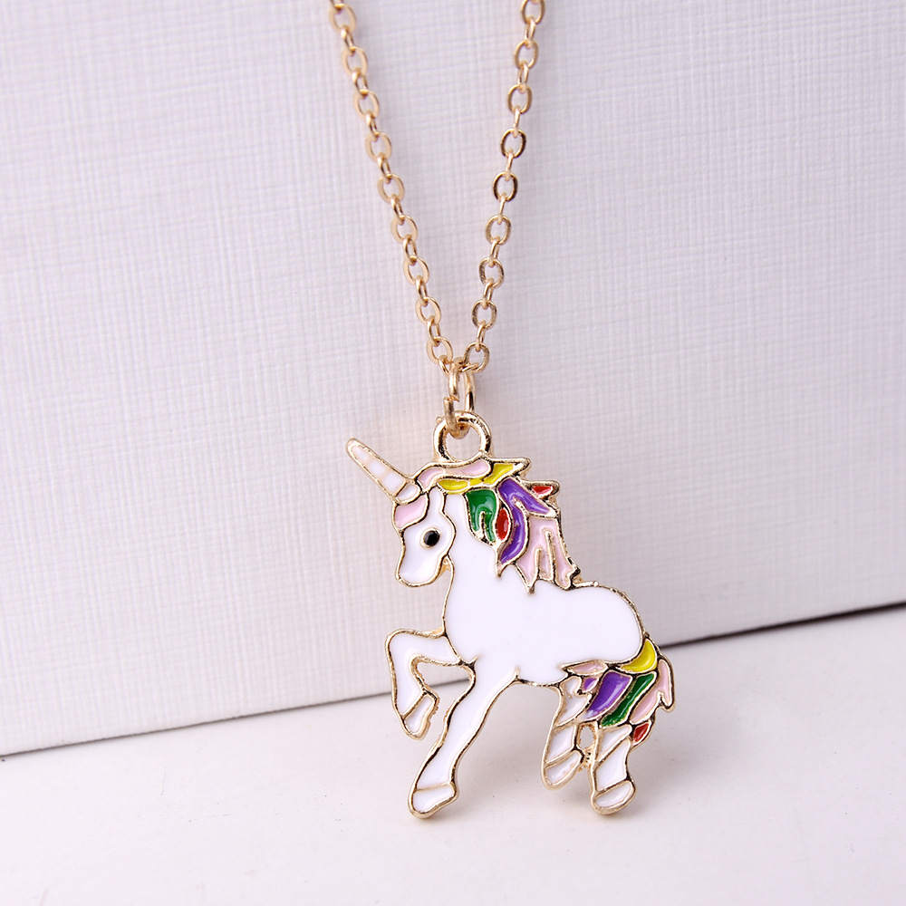 Picture of Europe and the United States cross-border jewelry wish New drop oil color unicorn necklace temperament women's clavicle chain long sweater chain