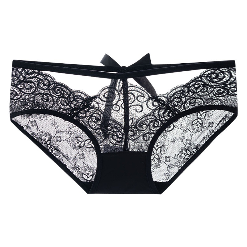 Internet Celebrant Pure Desire Style Black Large Size Charming Distinctive Lace Underwear Women's Super Hot Sexy Traceless Mid-Waist Briefs
