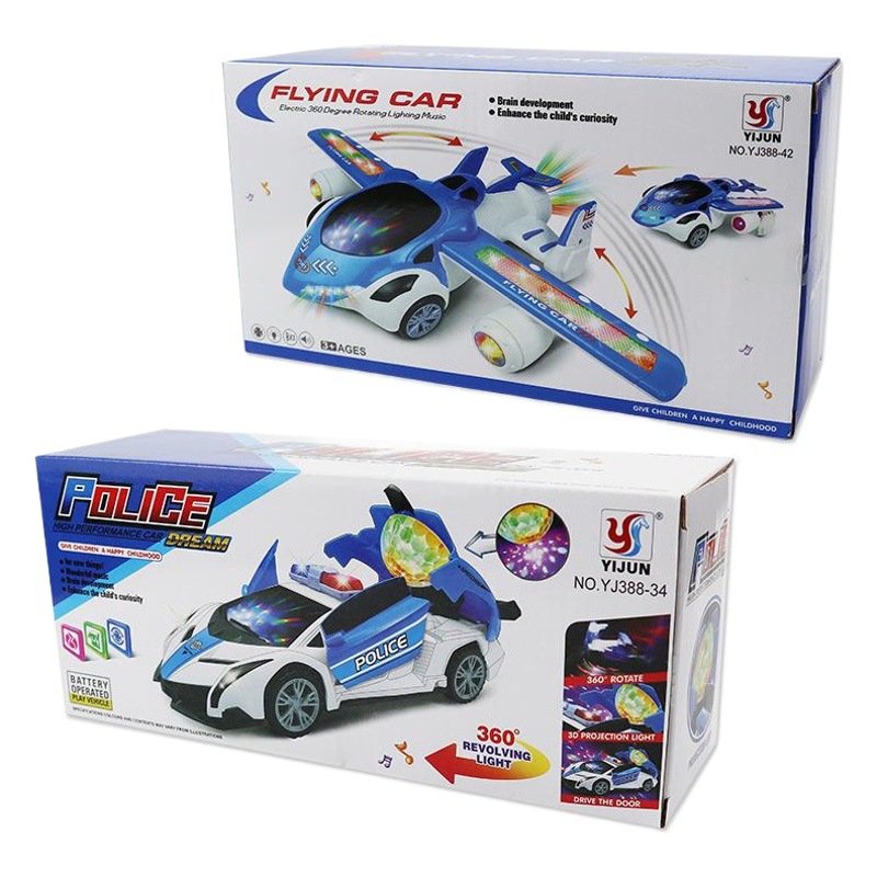 Douyin children's electric 360 rotating electric toy car universal wheel airplane car model toy light music cross border