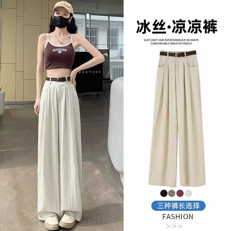 Picture of [edging three-dimensional waist] pleated ice silk cotton and linen wide leg pants women's spring and summer suit pants Japanese lazy wind Yamamoto