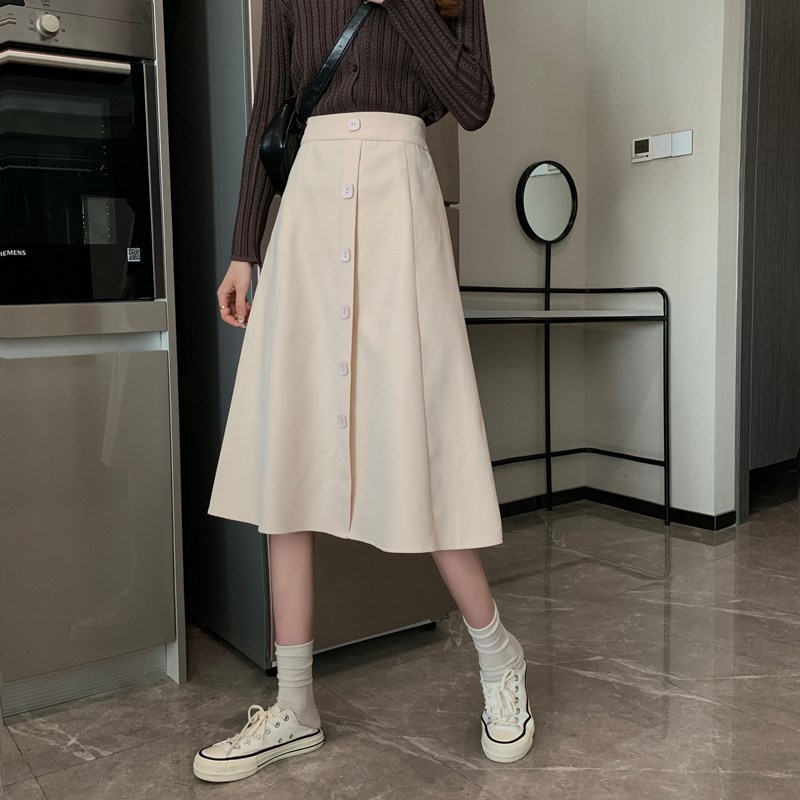 Large Swing Skirt Sense 2023 Mid-length Umbrella Skirt Early Autumn Skirt Women's Small Slim High Waist A- shaped New Design